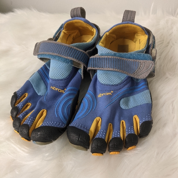 VIBRAM SZ 38 (6.5-7) FIVE FINGER BLUE YELLOW ATHLETIC SHOE - Picture 1 of 9
